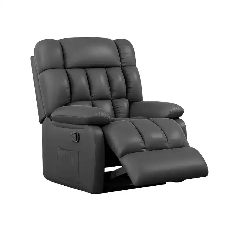Ergonomic Recliner Chair, 110–160° Adjustable Recline, Footrest and Side Pocket for Living Room, Black