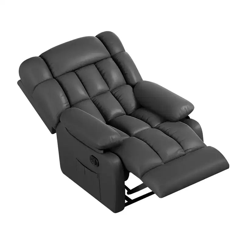 Ergonomic Recliner Chair, 110–160° Adjustable Recline, Footrest and Side Pocket for Living Room, Black