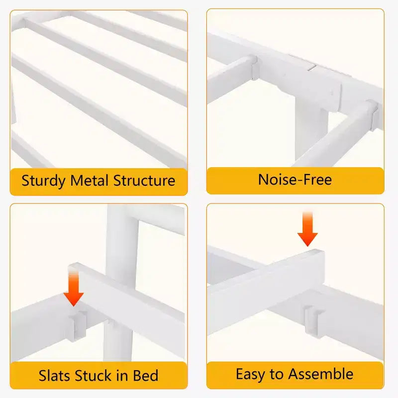 Twin Size Metal Bed Frame for Kids, Twin Bed Frames with Headboard and Footboard, Steel Slats Support, No Box Spring Needed