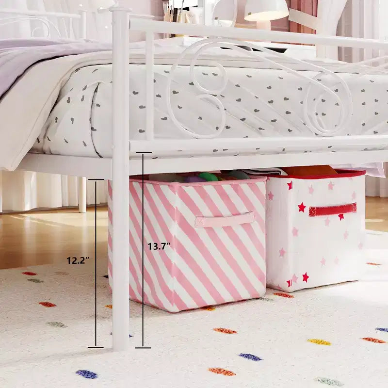Twin Size Metal Bed Frame for Kids, Twin Bed Frames with Headboard and Footboard, Steel Slats Support, No Box Spring Needed