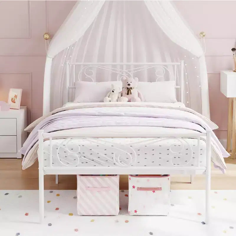 Twin Size Metal Bed Frame for Kids, Twin Bed Frames with Headboard and Footboard, Steel Slats Support, No Box Spring Needed