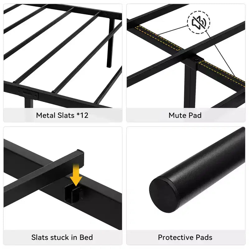 Twin Size Metal Bed Frame for Kids, Twin Bed Frames with Headboard and Footboard, Steel Slats Support, No Box Spring Needed
