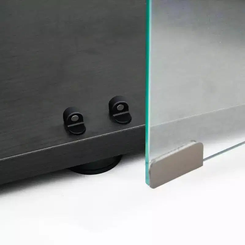 Vitrine en verre trempé avec éclairage LED couleur changeante et roulettes verrouillables, noire