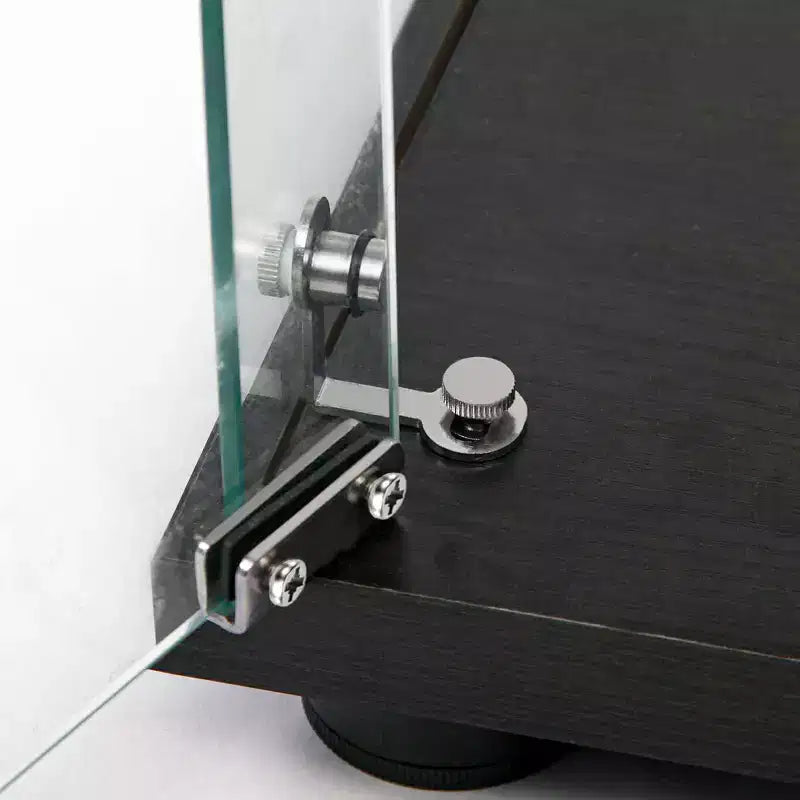 Vitrine en verre trempé avec éclairage LED couleur changeante et roulettes verrouillables, noire