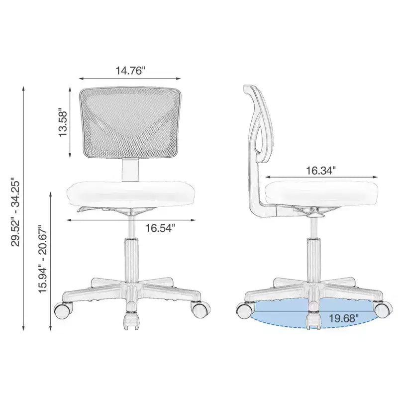 Modern Low-Back Mesh Home Office Desk Chair with Wheels, Adjustable Swivel Task Chair