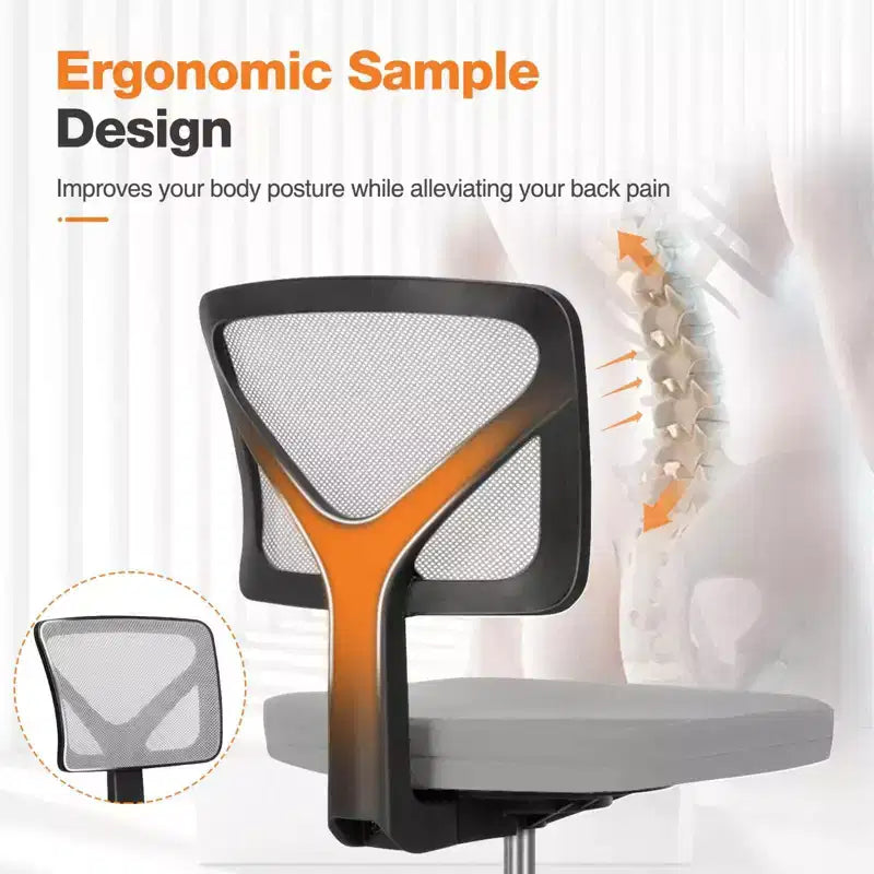 Modern Low-Back Mesh Home Office Desk Chair with Wheels, Adjustable Swivel Task Chair