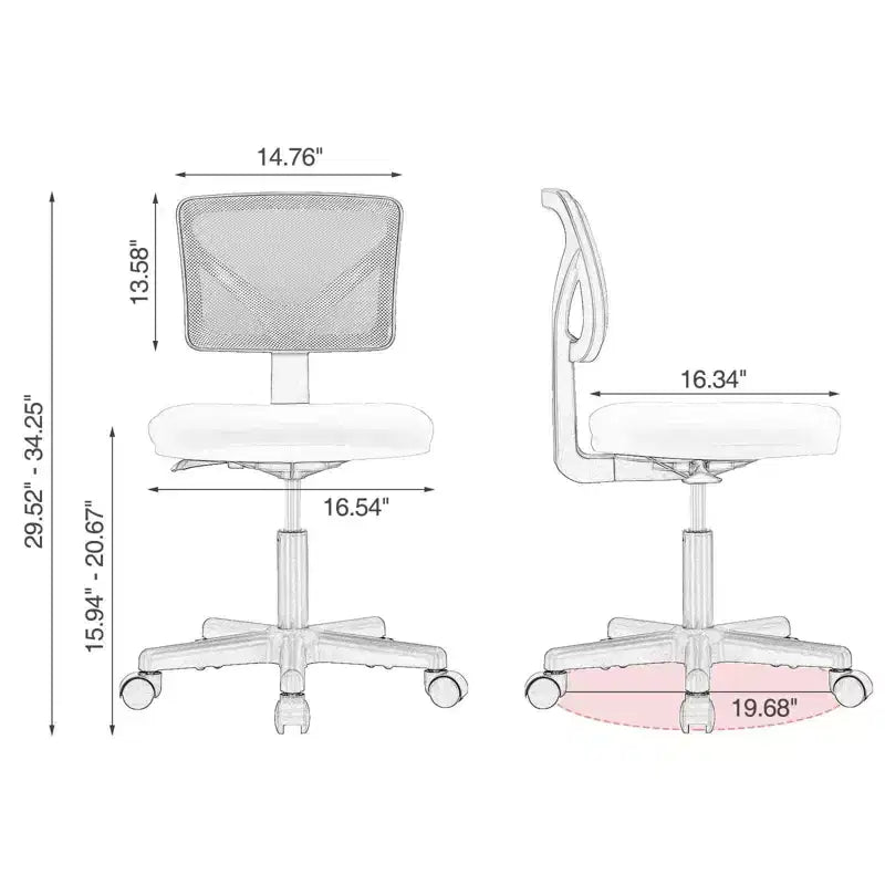 Modern Low-Back Mesh Home Office Desk Chair with Wheels, Adjustable Swivel Task Chair