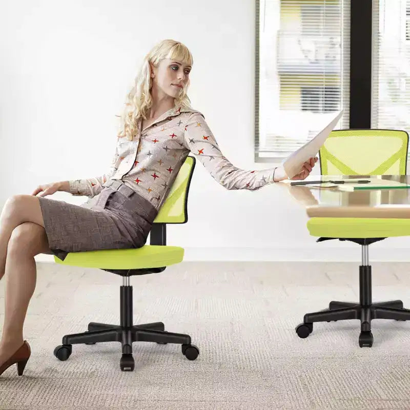 Modern Low-Back Mesh Home Office Desk Chair with Wheels, Adjustable Swivel Task Chair