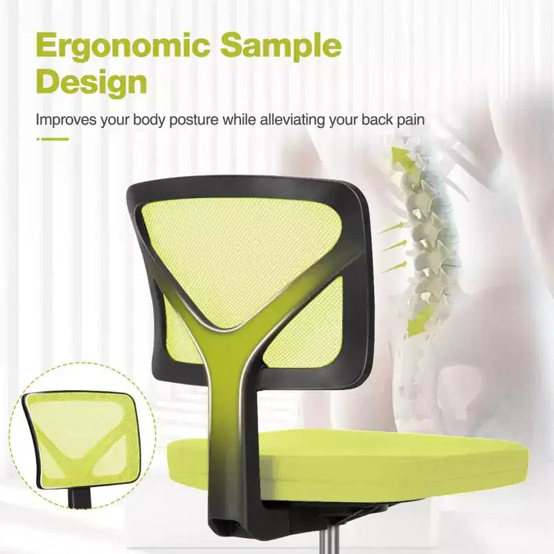 Modern Low-Back Mesh Home Office Desk Chair with Wheels, Adjustable Swivel Task Chair