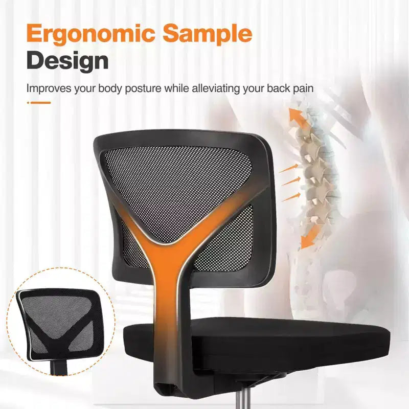 Modern Low-Back Mesh Home Office Desk Chair with Wheels, Adjustable Swivel Task Chair