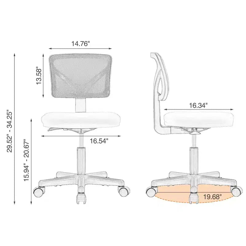Modern Low-Back Mesh Home Office Desk Chair with Wheels, Adjustable Swivel Task Chair