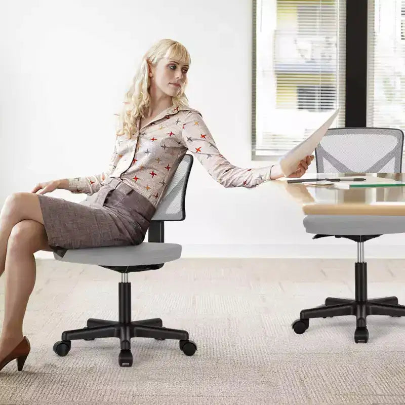 Modern Low-Back Mesh Home Office Desk Chair with Wheels, Adjustable Swivel Task Chair