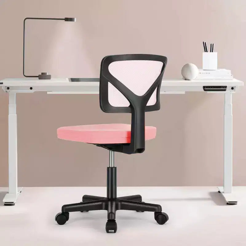 Modern Low-Back Mesh Home Office Desk Chair with Wheels, Adjustable Swivel Task Chair