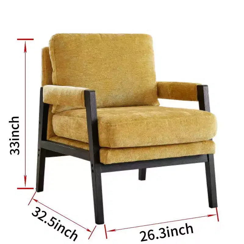 Modern Accent Chair with Soft Chenille Upholstery and Solid Wood Frame