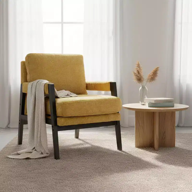 Modern Accent Chair with Soft Chenille Upholstery and Solid Wood Frame