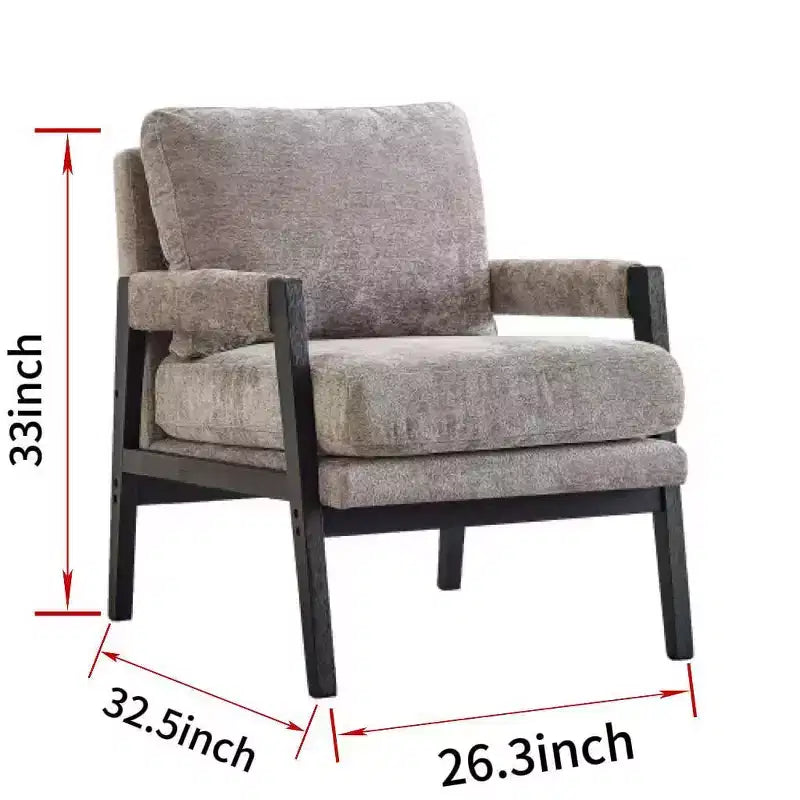 Modern Accent Chair with Soft Chenille Upholstery and Solid Wood Frame