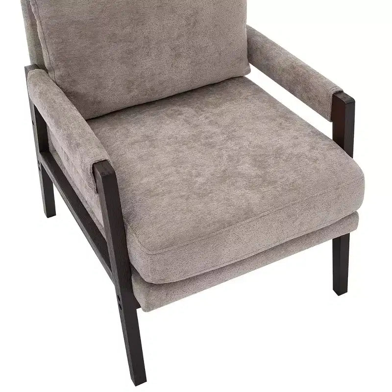 Modern Accent Chair with Soft Chenille Upholstery and Solid Wood Frame