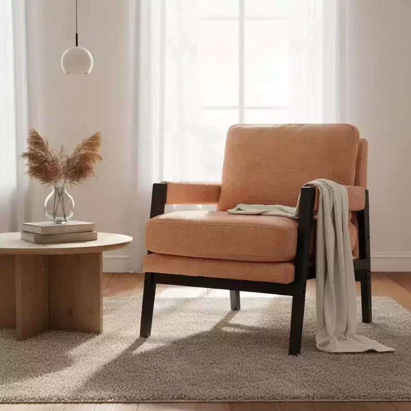 Modern Accent Chair with Soft Chenille Upholstery and Solid Wood Frame