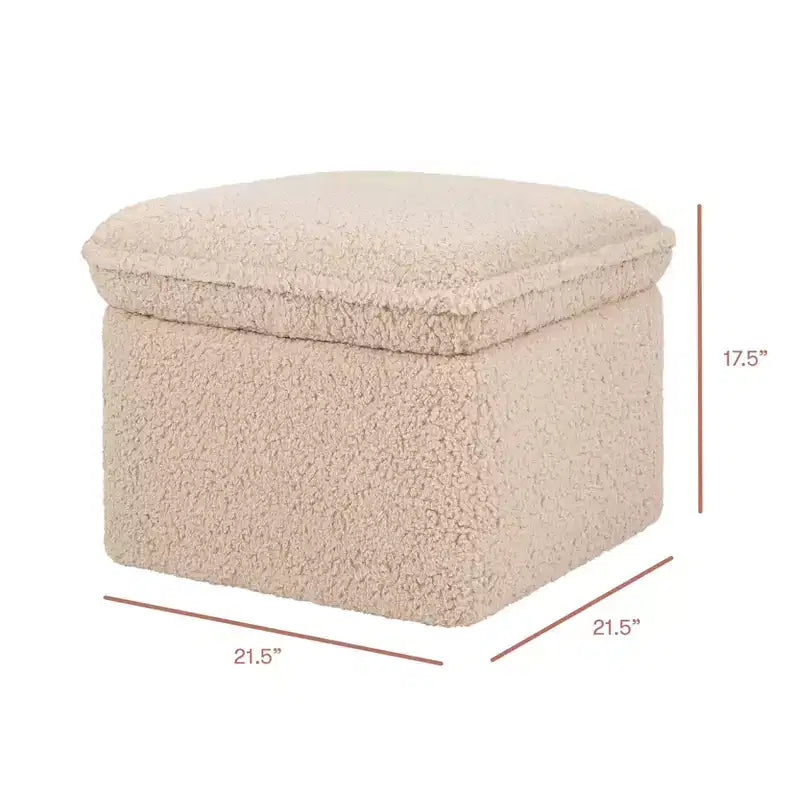 Storage Ottoman, Boucle Upholstered with Soft-Close Lid for Nursery