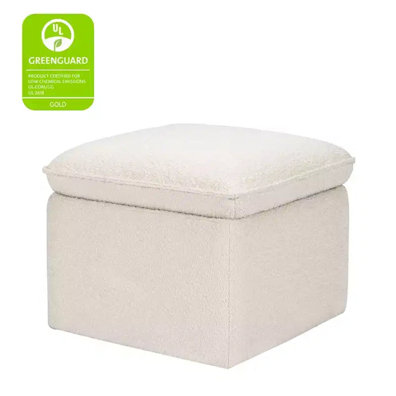 Storage Ottoman, Boucle Upholstered with Soft-Close Lid for Nursery
