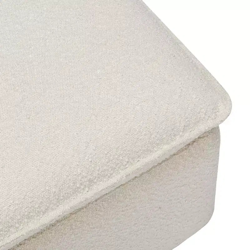 Storage Ottoman, Boucle Upholstered with Soft-Close Lid for Nursery