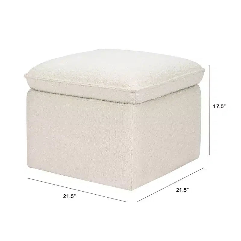 Storage Ottoman, Boucle Upholstered with Soft-Close Lid for Nursery