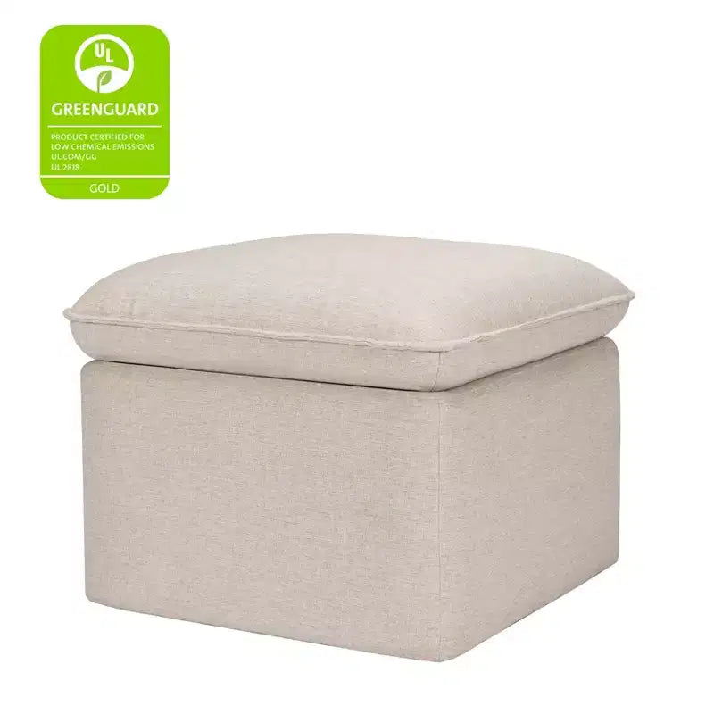Storage Ottoman, Boucle Upholstered with Soft-Close Lid for Nursery