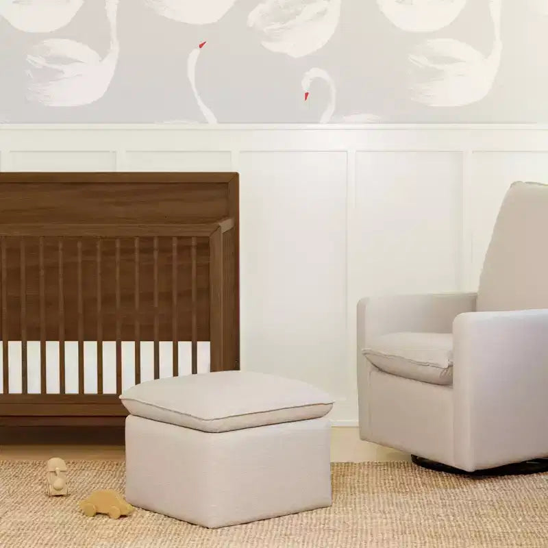 Storage Ottoman, Boucle Upholstered with Soft-Close Lid for Nursery