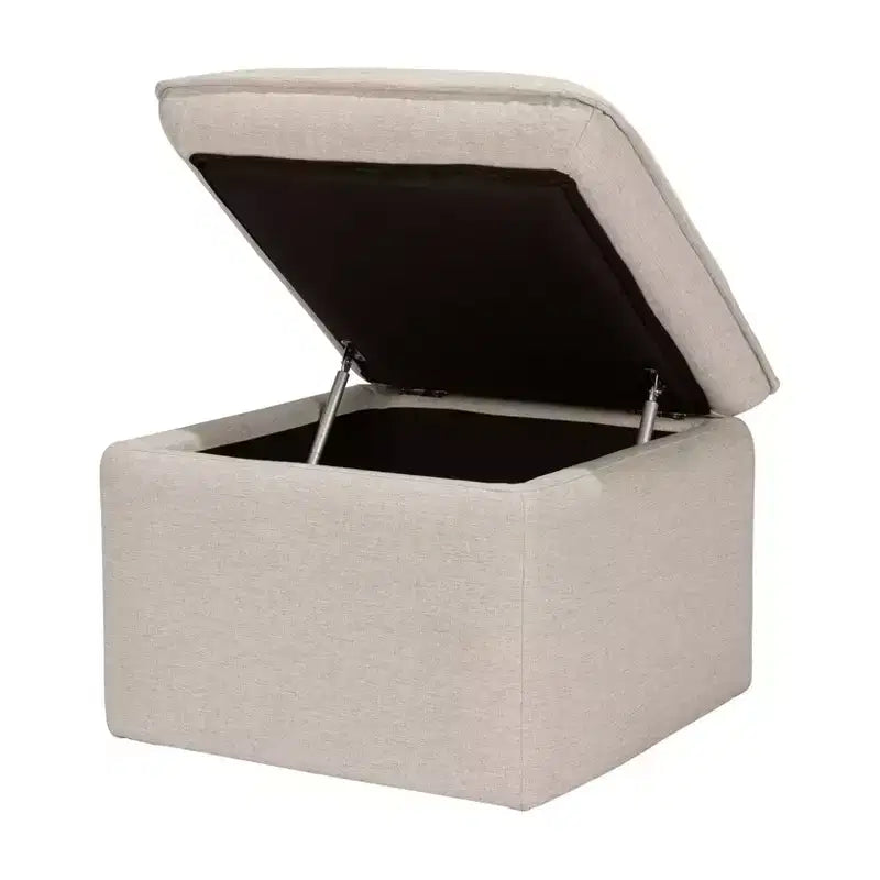 Storage Ottoman, Boucle Upholstered with Soft-Close Lid for Nursery