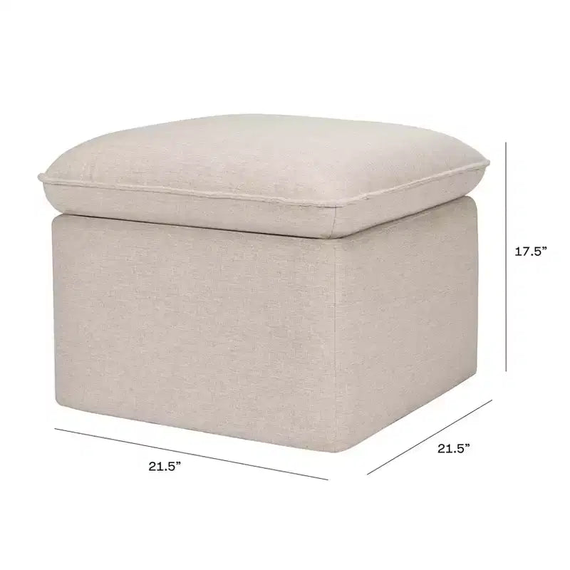 Storage Ottoman, Boucle Upholstered with Soft-Close Lid for Nursery