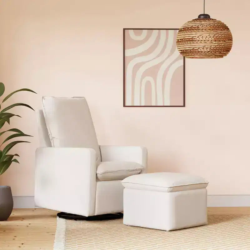 Storage Ottoman, Boucle Upholstered with Soft-Close Lid for Nursery