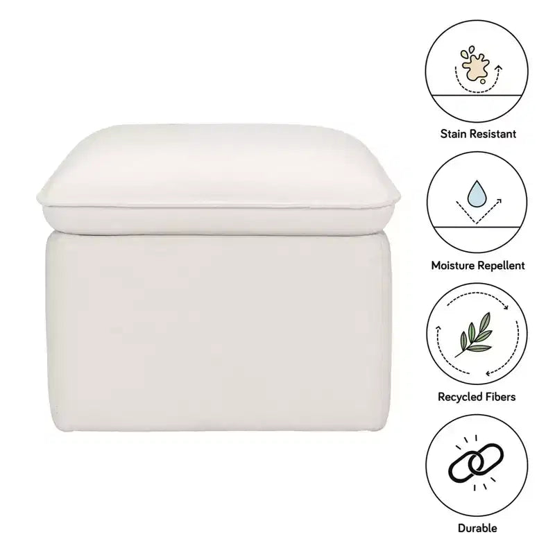 Storage Ottoman, Boucle Upholstered with Soft-Close Lid for Nursery