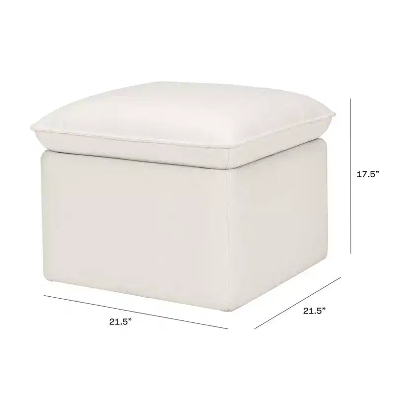 Storage Ottoman, Boucle Upholstered with Soft-Close Lid for Nursery