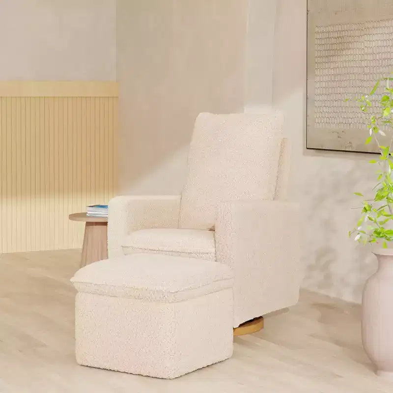 Storage Ottoman, Boucle Upholstered with Soft-Close Lid for Nursery