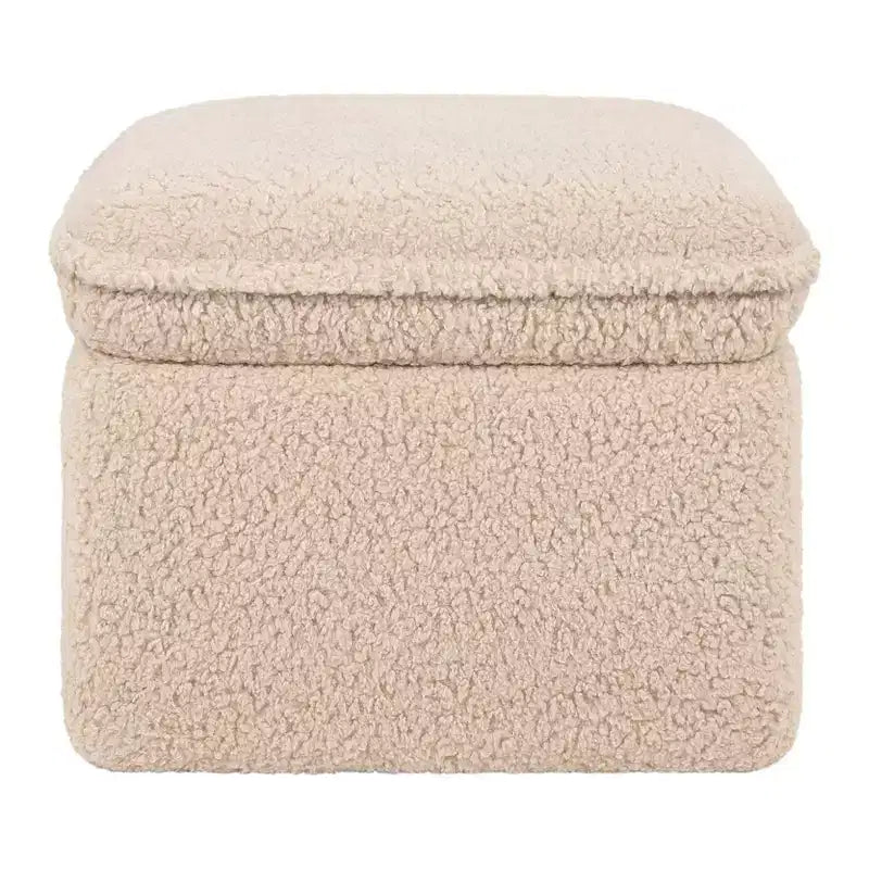 Storage Ottoman, Boucle Upholstered with Soft-Close Lid for Nursery