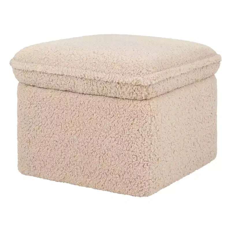 Storage Ottoman, Boucle Upholstered with Soft-Close Lid for Nursery