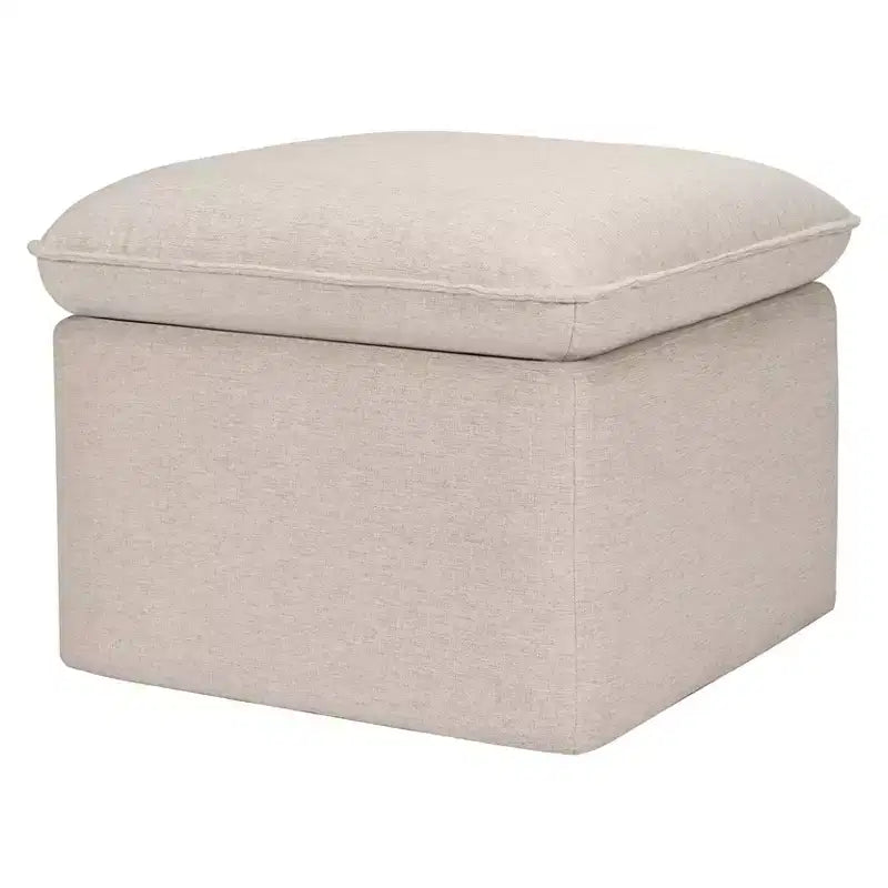 Storage Ottoman, Boucle Upholstered with Soft-Close Lid for Nursery