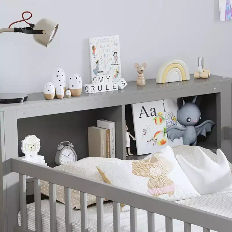 Wood Twin Size Platform Bed with 2 Storage Drawers and Guardrails for Kids
