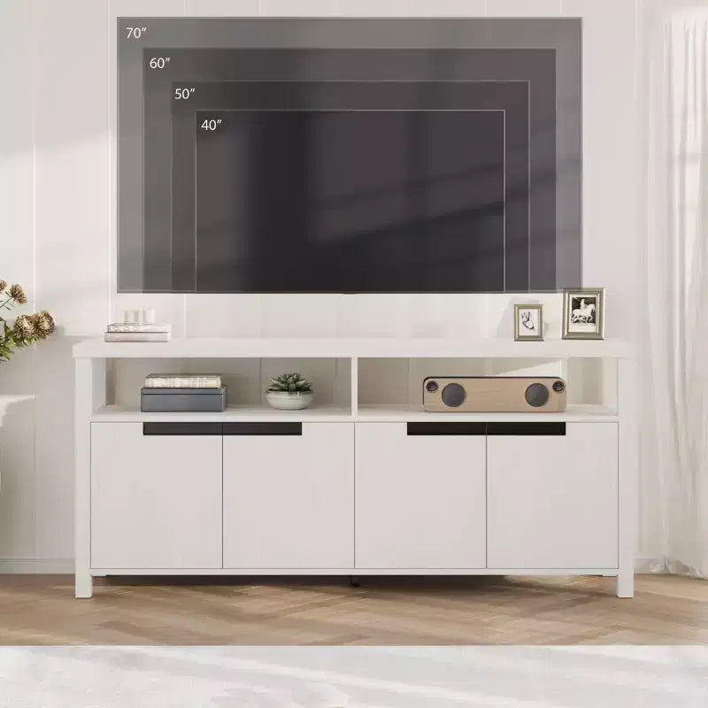 Farmhouse-Style TV Console with Storage and Open Shelving Modern Tall Media Cabinet for Living Room or Bedroom