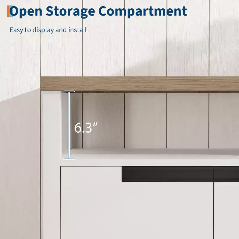 Farmhouse-Style TV Console with Storage and Open Shelving Modern Tall Media Cabinet for Living Room or Bedroom
