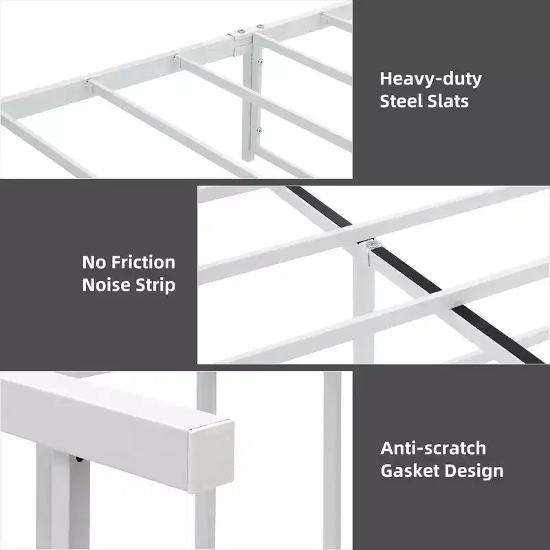 Modern Metal Platform Bed Frame with 4 Storage Drawers, No Noise, No Box Spring Needed