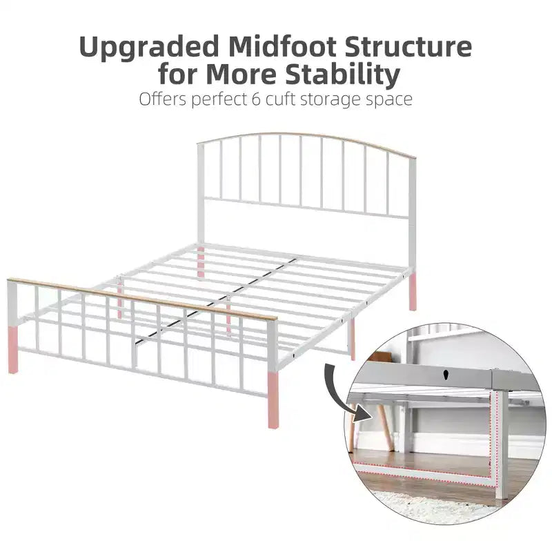 Modern Metal Platform Bed Frame with 4 Storage Drawers, No Noise, No Box Spring Needed