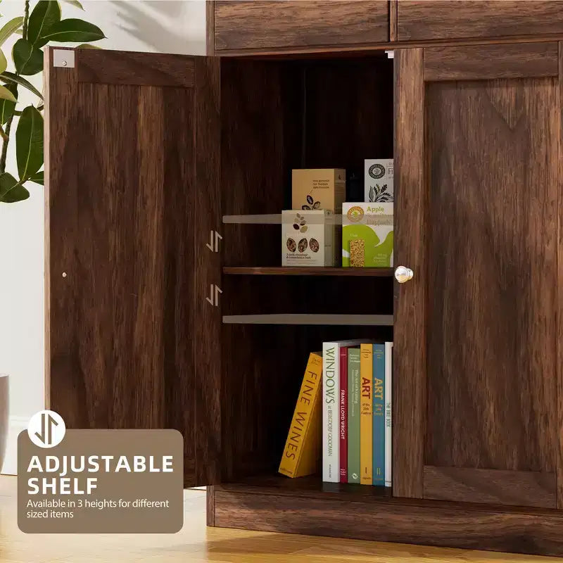 Freestanding Floor Bathroom Storage Cabinet with Doors, Drawers and Adjustable Shelf