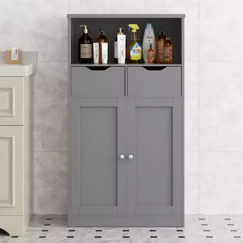 Freestanding Floor Bathroom Storage Cabinet with Doors, Drawers and Adjustable Shelf