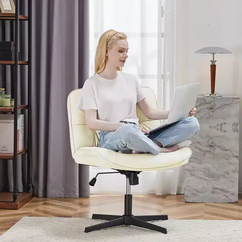 Chaise Criss-Cross moderne, sans accoudoirs avec assise extra large, pivotante et réglable en hauteur pour bureau et salle de lecture