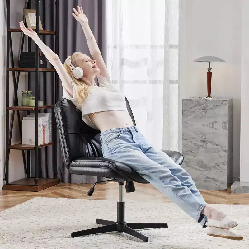 Chaise Criss-Cross moderne, sans accoudoirs avec assise extra large, pivotante et réglable en hauteur pour bureau et salle de lecture