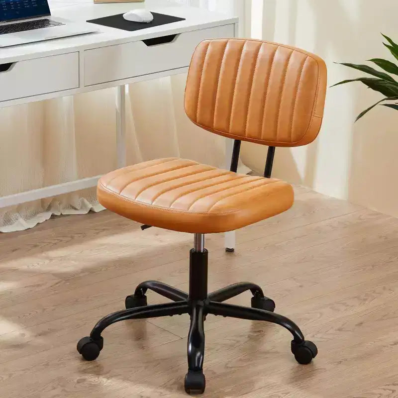 Height-Adjustable Computer Chair with Backrest, Armless Swivel Chair with Wheels for Office, Reading Room and Study