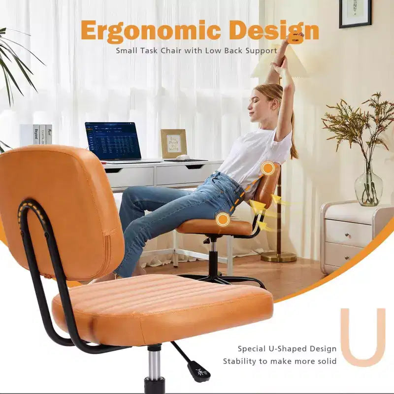 Height-Adjustable Computer Chair with Backrest, Armless Swivel Chair with Wheels for Office, Reading Room and Study