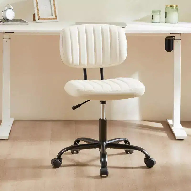 Height-Adjustable Computer Chair with Backrest, Armless Swivel Chair with Wheels for Office, Reading Room and Study