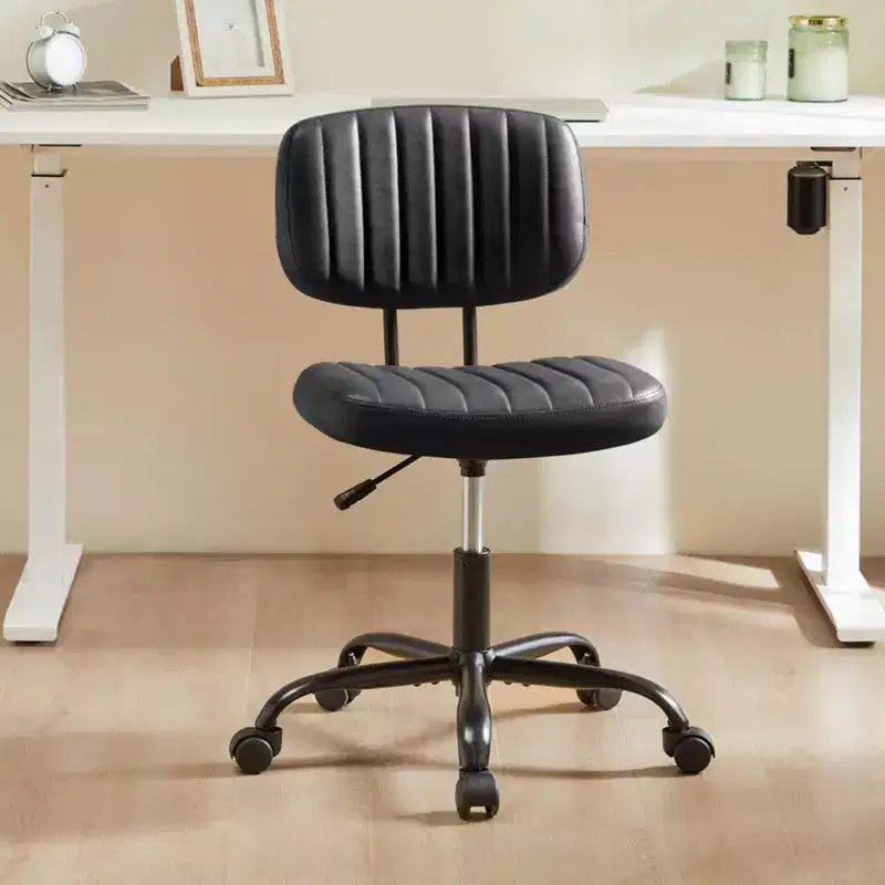 Height-Adjustable Computer Chair with Backrest, Armless Swivel Chair with Wheels for Office, Reading Room and Study
